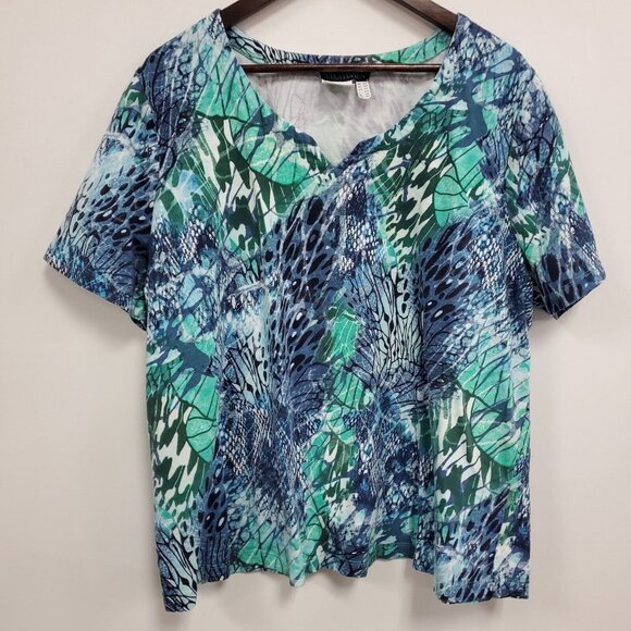 Ulla Popken Tops - Ulla Popken Women Abstract Art To Wear Top Size 20/22 Beach Travel Vacation